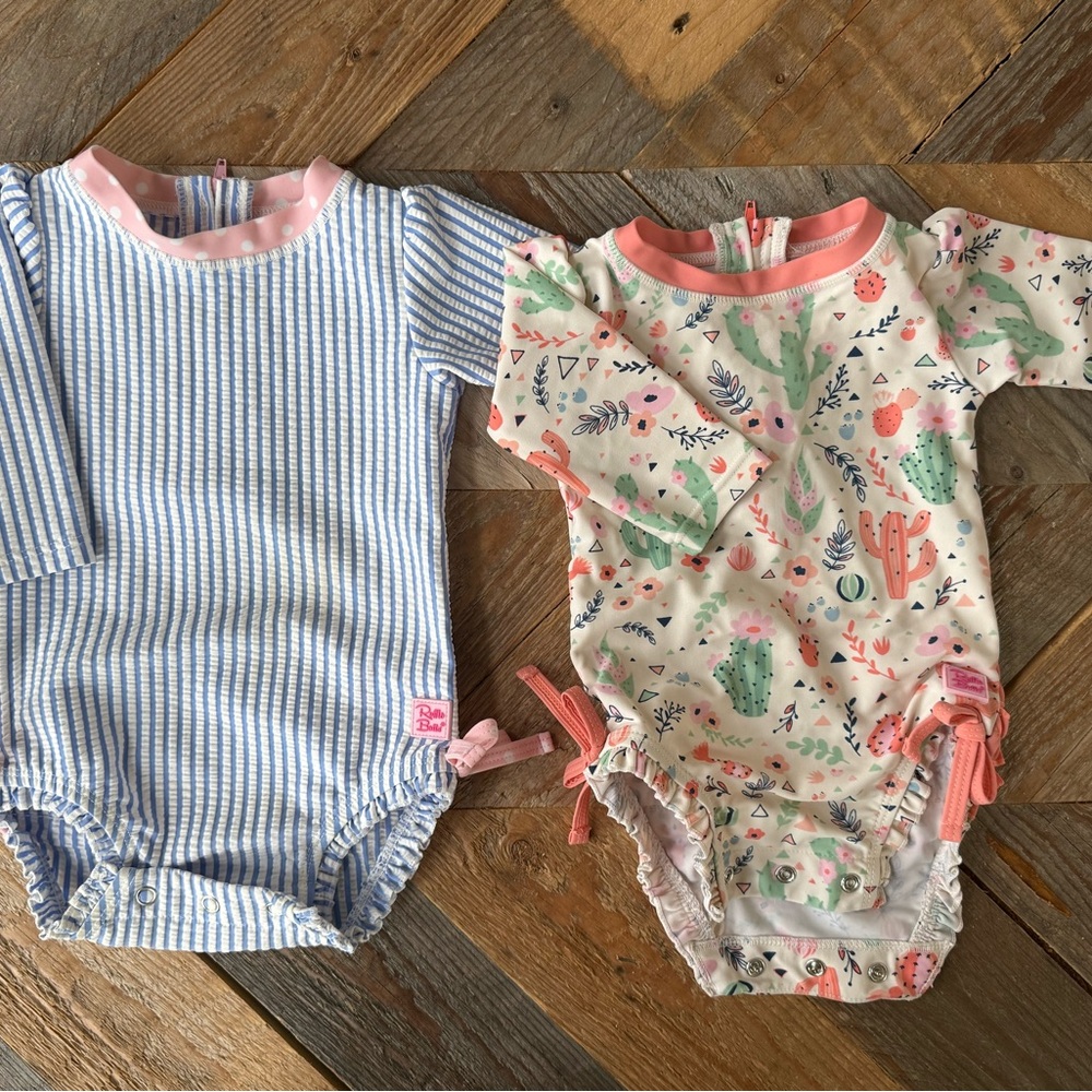 Pink and Blue Striped Kids One Piece Set